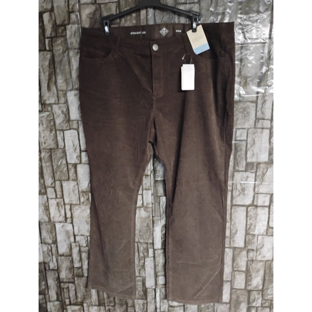 St John's Bay Brown Corduroy Pants Womens 20W Plus Straight Leg